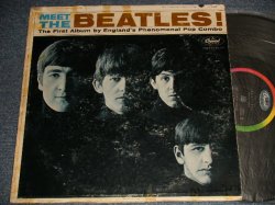 画像1: The BEATLES - MEET THE BEATLES  (SCRANTON Press) (POOR/A-1, B-1:POOR) / 1964 US AMERICA  1st Press "BLACK with RAINBOW Color Band Label"  "BEATLES Logo on TAN To BROWN  Front Cover" MONO Used LP   