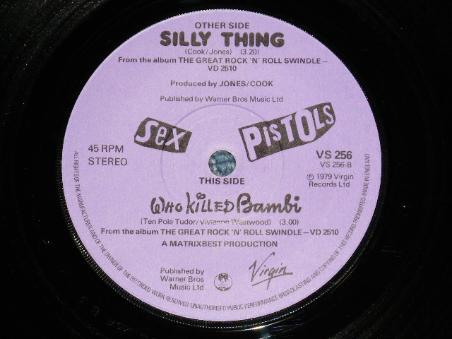 Sex Pistols Silly Thing Who Killed Bambi Ex Ex 1979 Uk England Original Used 7