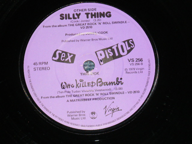 Sex Pistols Silly Thing Who Killed Bambi Mint Mint 1979 Uk England Original Used 7