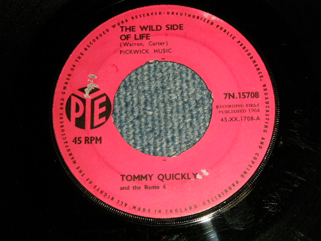 TOMMY QUICKLY - A) THE WILD SIDE OF LOVE  B) FORGET THE OTHER GUY  (Ex++/Ex++ NO CENTER) / 1964 UK ENGLAND ORIGINAL Used 7