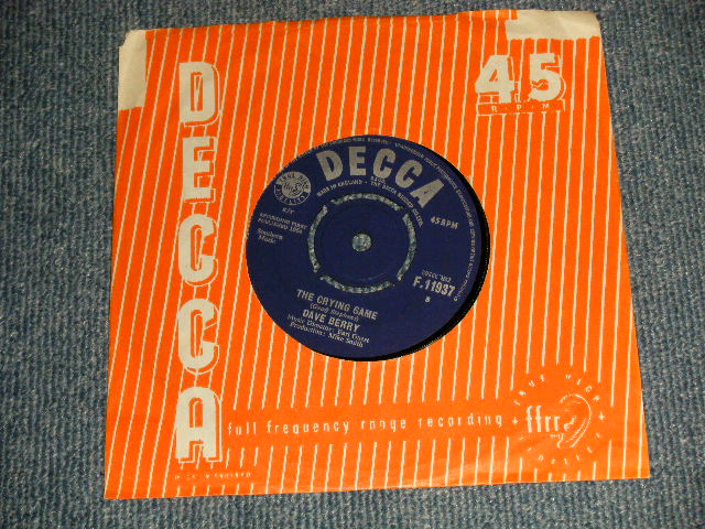 DAVE BERRY - A) THE CRYING NAME   B) DON'T GIMME NO LIP CHILD (Ex++/Ex++) / 1964 UK ENGLAND ORIGINAL Used 7