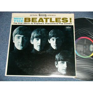 画像: The BEATLES - MEET THE BEATLES  ( Matrix #   A)  ST-1-2047-B-6-1    B)  ST-2-2047-B-6-1  )  ( Ex++/MINT- : EDSP ) / 1964 US AMERICA  1st Press "BLACK with RAINBOW Color Band Label"  "BEATLES Logo on OLIVE GREEN Front Cover" STEREO Used LP  