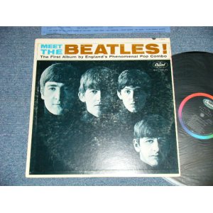 画像: The BEATLES - MEET THE BEATLES  ( Matrix #    A) T-1-2047-G4    B) T-2-2047-P3 #2 )  ( Ex-/Ex+  Looks:Ex  ) / 1964 US AMERICA  1st Press "BLACK with RAINBOW Color Band Label"  "BEATLES Logo on TAN To BROWN  Front Cover" MONO Used LP   