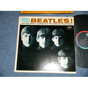 画像: The BEATLES - MEET THE BEATLES  ( Matrix #    A) T-1-2047-P1#2    B) T-2-2047-P22 )  ( Ex/Ex++ Looks:Ex++ ) / 1964 US AMERICA  1st Press "BLACK with RAINBOW Color Band Label"  "BEATLES Logo on TAN To BROWN  Front Cover" MONO Used LP   