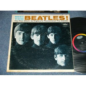 画像: The BEATLES - MEET THE BEATLES  ( Matrix #    A) T-1-2047-P9    B) T-2-2047-T26  )  ( VG+++/Ex++ Looks:Ex+ ) / 1964 US AMERICA  1st Press "BLACK with RAINBOW Color Band Label"  "BEATLES Logo on TAN To BROWN  Front Cover" MONO Used LP   