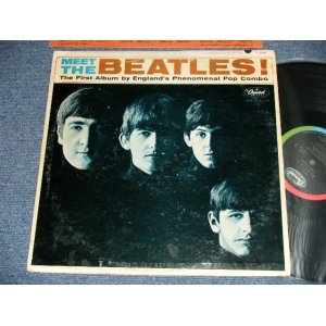 画像: The BEATLES - MEET THE BEATLES  ( Matrix #    A) T-1-2047-T10    B) T-2-2047-T10 )  ( Ex/Ex++  ) / 1964 US AMERICA  1st Press "BLACK with RAINBOW Color Band Label"  "BEATLES Logo on TAN To BROWN  Front Cover" MONO Used LP   