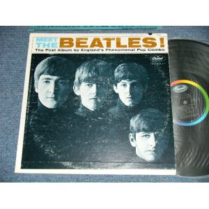 画像: The BEATLES - MEET THE BEATLES  ( Matrix #    A) T-1-2047-T8     B) T-2-2047-P5 )  ( Ex-/Ex++ TEAROBC  ) / 1964 US AMERICA  1st Press "BLACK with RAINBOW Color Band Label"  "BEATLES Logo on TAN To BROWN  Front Cover" MONO Used LP   