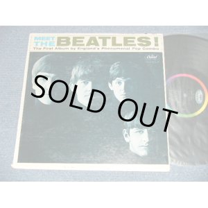 画像: The BEATLES - MEET THE BEATLES  ( Matrix #    A) T-1-2047-G8    B) T-2-2047-G8  )  ( Ex+/Poor :WARP  ) / 1964 US AMERICA  1st Press "BLACK with RAINBOW Color Band Label"  "BEATLES Logo on OLIVE GREEN Front Cover" MONO Used LP  