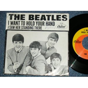 画像: The BEATLES -  I WANT TO HOLD YOUR HAND : I SAW HER STANDING THERE (STRAIGHT CUT on Sleeve ) (Ex++/Ex+++ : WOFC, Tape Removed Mark OL) / 1964 US AMERICA ORIGINAL Used 7" Single With PICTURE SLEEVE 