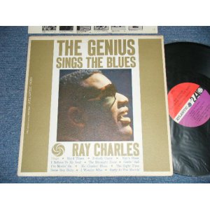 画像: RAY CHARLES -  THE GENIUS SINGS THE BLUES  (Ex+/Ex+ B-5:VG+++ EDSP)  / 1961 US AMERICA ORIGINAL 1st Press "RED & PLUM with WHITE FAN Label" MONO Used LP 