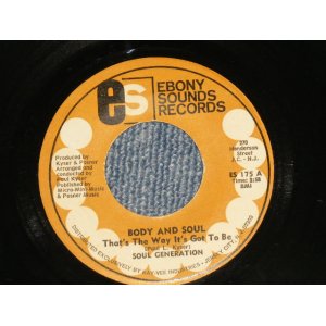 画像: SOUL GENERATION - A) BODY & SOUL  B) MANDINGO WOMAN (Ex/Ex) / 1972 US AMERICA ORIGINAL Used 7" 45 rpm Single  