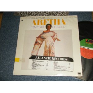 画像: ARETHA FRANKLIN - ARETHA TEN YEARS OF GOLD ("PRC RICHMOND Press in INDIANA") (Ex++/MINT- BB, EDSP, WTRDMG, TAPEOC)  / 1976 US AMERICA  ORIGINAL "PROMO" 1st press "RED & Green with small 75 ROCKFELLER with 'W' Label" Used LP  