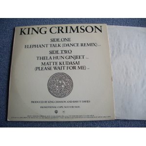 画像: KING CRIMSON - ELEPHANT TALK / 1981 US ORIGINAL PROMO ONLY 12" 