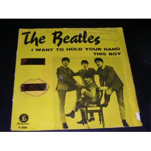 画像: THE BEATLES - I WANT TO HOLD YOUR HAND ( RED Label : Ex-/Ex+ ) / 1960's  SWEDEN ORIGINAL Used 7" Single With PICTURE SLEEVE 