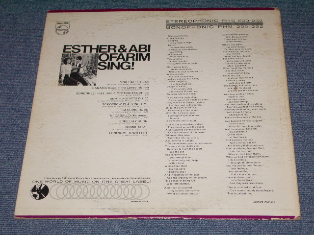 画像: ESTHER & ABI OFARIM - SING! / 1966 US  ORIGINAL STEREO  LP