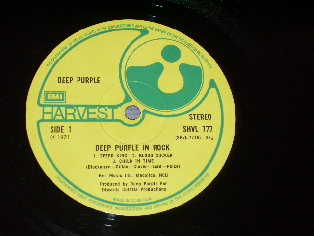 画像: DEEP PURPLE - IN ROCK ( "EMI" Credit LABEL : A-1 ALTERNATIVE TRACK )   / 1970 UK ORIGINAL HARVEST LP 