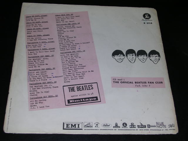 画像: THE BEATLES - CAN'T BUY ME LOVE  (  FC;Ex,BC:Ex++/Ex++ ) / 1964  SWEDEN ORIGINAL Used 7" Single With PICTURE SLEEVE 