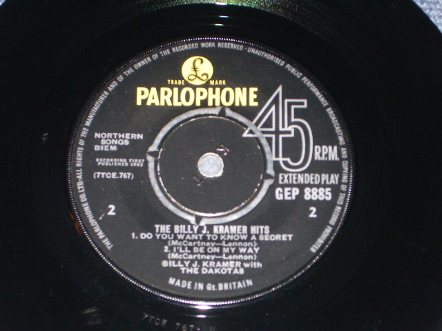 画像: BILLY J. KRAMER  With THE DAKOTAS - THE  BILLY J. KRAMER HITS  / 1963 UK ORIGINAL 7"EP with PICTURE SLEEVE 