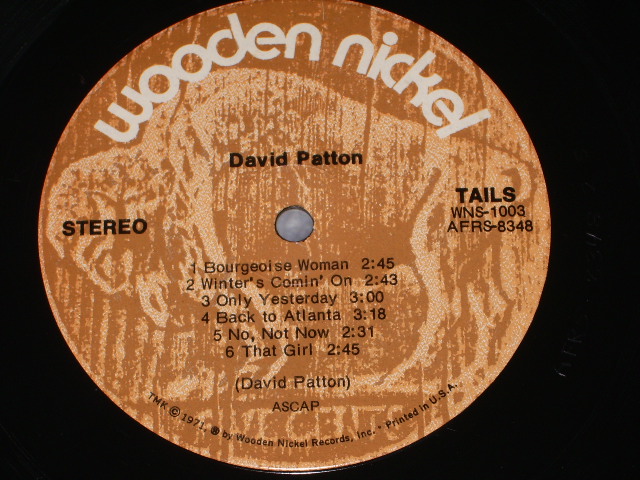 画像: DAVID PATTON - DAVID PATTON  /  1971 US ORIGINAL LP 