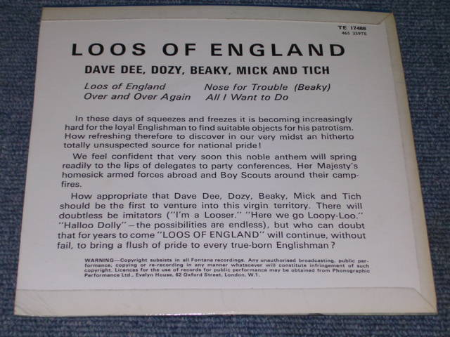 画像: DAVE DEE, DOZY BEAKY MICK & TICH ( DAVE DEE GROUP )  - LOST OF ENGLAND / 1967 UK ORIGINAL  7"EP With PICTURE SLEEVE