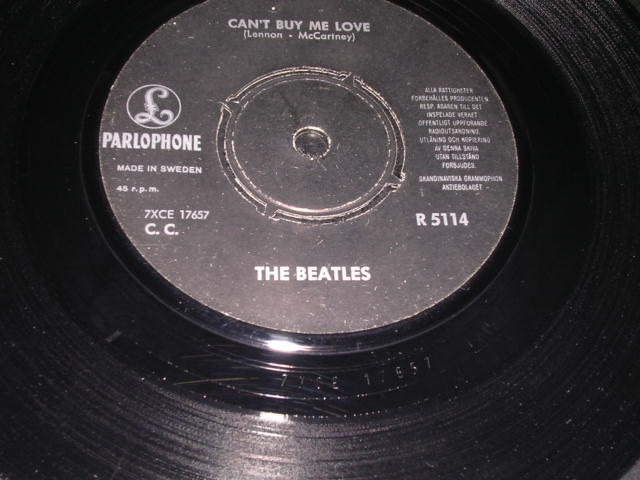 画像: THE BEATLES - CAN'T BUY ME LOVE  (  FC;Ex,BC:Ex++/Ex++ ) / 1964  SWEDEN ORIGINAL Used 7" Single With PICTURE SLEEVE 