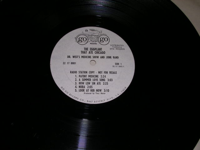 画像: DR. WESTS MEDICINE SHOW AND JUNK BAND - THE EGGPLANT THAT ATE CHICAGO / 1967 US ORIGINAL WHITE LABEL Promo MONO LP 