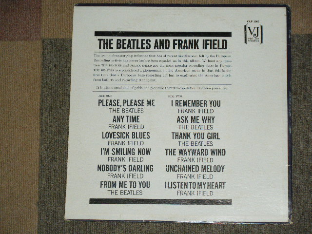 画像: THE BEATLES FRANK IFIELD - JOLLY WHAT ! ON STAGE (MATRIX NUMBER   A) 64 3852 △6295   B) 64 3853 △6295-X  ) (Ex+/Ex++) / 1964 US AMERICA ORIGINAL "BLACK with SILVER PRINT Label" MONO Used  LP