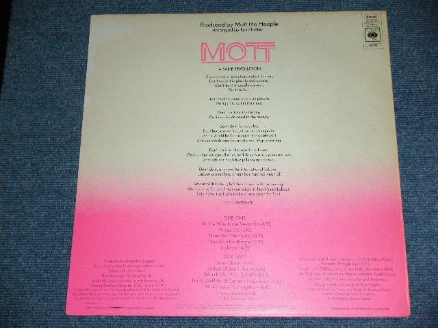 画像: MOTT THE HOOPLE  - MOTT ( NON GATEFOLD COVER ) / 1973 HOLLAND ORIGINAL Used LP