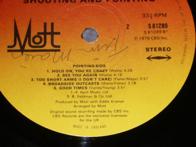 画像: MOTT THE HOOPLE  - SHOUTING & POINTING / 1976 UK ORIGINAL LP 