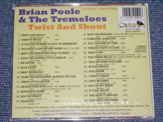 画像: BRIAN POOLE & THE TREMELOES - TWIST AND  SHOUT ( ORIGINAL ALBUM + BONUS )/ 1995 GERMANY SEALED CD