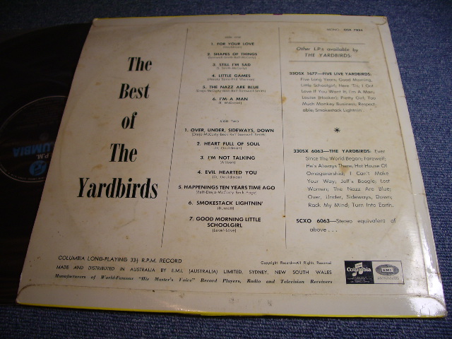 画像: THE YARDBIRDS  - THE BEST OF THE YARDBIRDS / 1960s  AUSTRALIA ONLY  ORIGINAL 1st PRESS MONO LP 