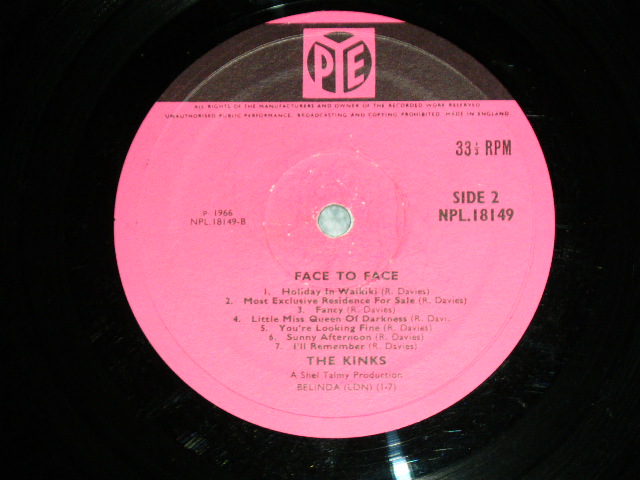 画像: THE KINKS - FACE TO FACE  ( Ex-,VG++/Ex++ )/ 1966 UK ORIGINAL MONO LP 