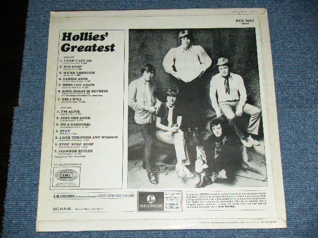 画像: THE HOLLIES - HOLLIES' GREATEST ( Ex++/Ex+++ )  / 1968 UK ORIGINAL "YELLOW PARLOPHONE" STEREO LP 