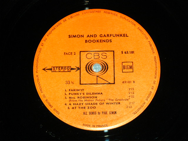 画像: SIMON & GARFUNKEL - BOOKENDS / 1968 FRANCE ORIGINAL STEREO Used LP