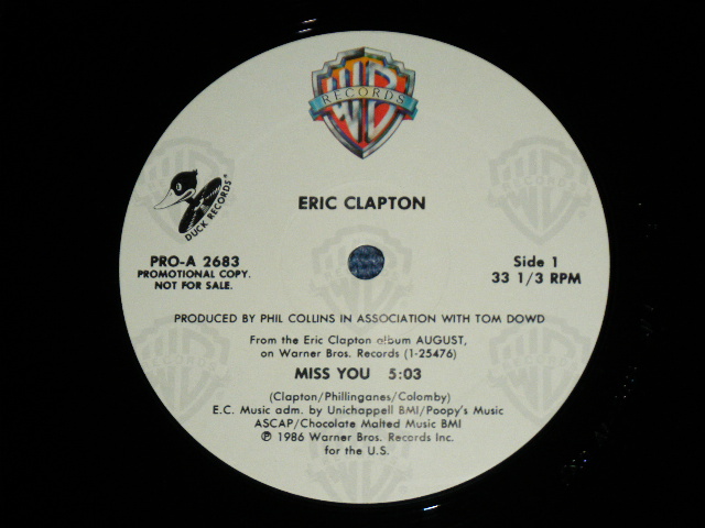 画像: ERIC CLAPTON - MISS YOU   ( Promo Only Same 12" inch ) / 1986 US ORIGINAL PROMO Only 12" inch Single