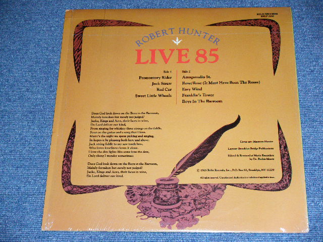 画像: ROBERT HUNTER of GRATEFUL DEAD -  LIVE 85 (MINT-/MINT )  / 1985 US ORIGINAL Used LP 