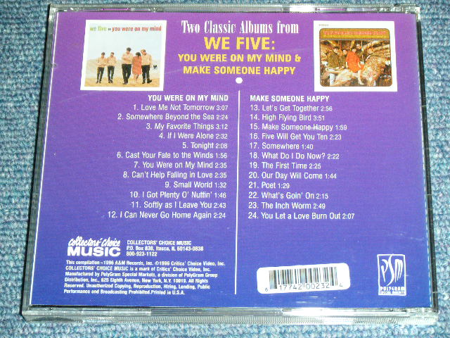 画像: WE FIVE - YOU WERE ON MY MIND + MAKE SOMEONE HAPPY ( 2 in 1 ) / 1996 USA  Used CD 