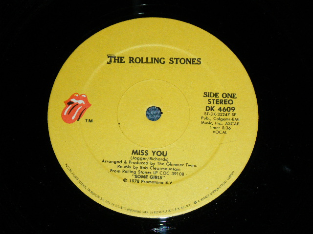 画像1: The ROLLING STONES -  MISS YOU  / 1978  US AMERICA  ORIGINAL Used 12" Single 