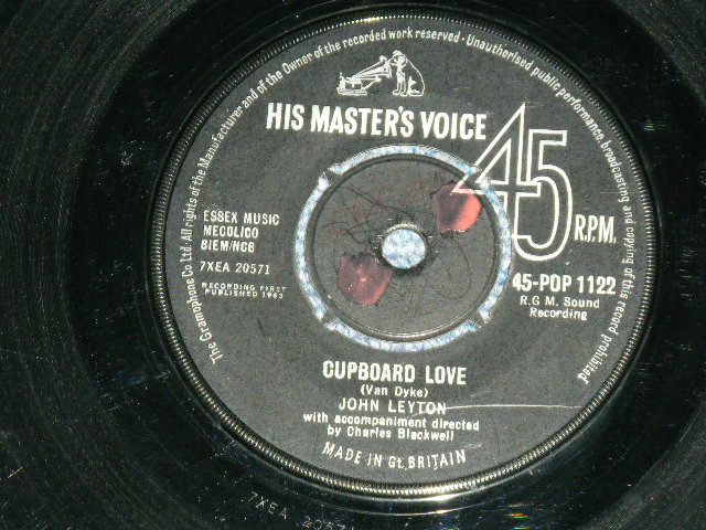 画像1: JOHN LEYTON - CUPBOARD LOVE  / 1963 UK ENGLAND  ORIGINAL Used 7"Single