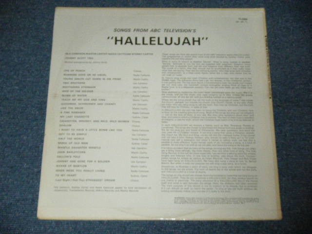 画像: ISLA CAMERON MARTIN CARTHY NADIA CATTOUSE SIDNEY CARTER JOHNNY SCOTT TRIO - SONGS FROM ABC TELEVISION'S "HALLELUJAH!  / 1965? UK ENGLAND  ORIGINAL MONO Used LP 