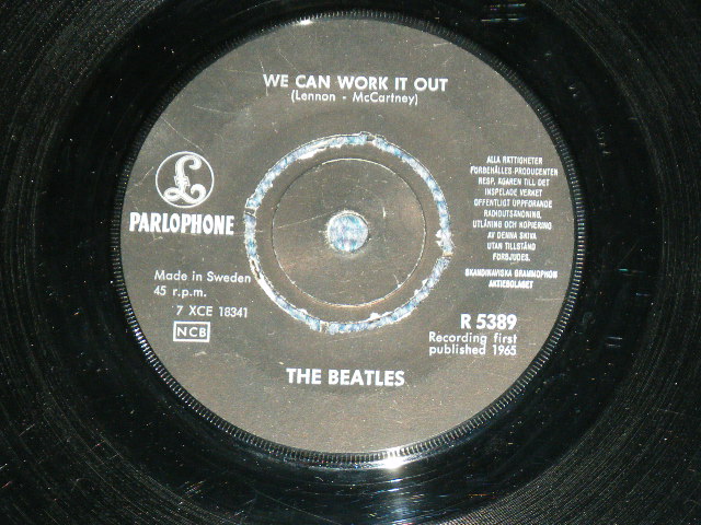 画像: THE BEATLES - WE CAN WORK IT OUT  ( Ex+/Ex++ ) / 1965 SWEDEN ORIGINAL 1st Press "RED Label" Used 7" Single With PICTURE SLEEVE 