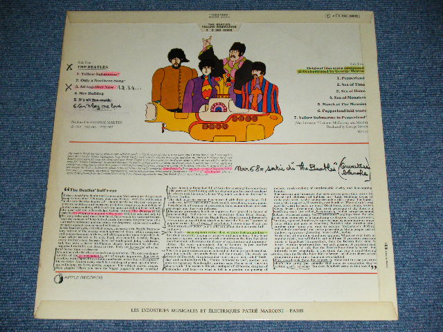 画像: THE BEATLES - YELLOW SUBMARINE ( Ex+++,Ex/Ex+++ ) / 1970? FRANCE FRENCH Used LP With BACK ORDER SHEET on BACK COVER 