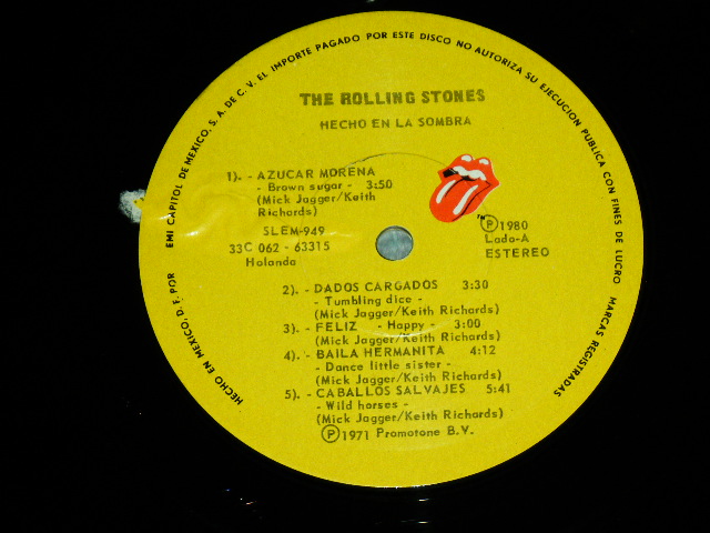 画像:  THE ROLLING STONES - MADE IN THE SHADE   / 1980 MEXICO Used LP 