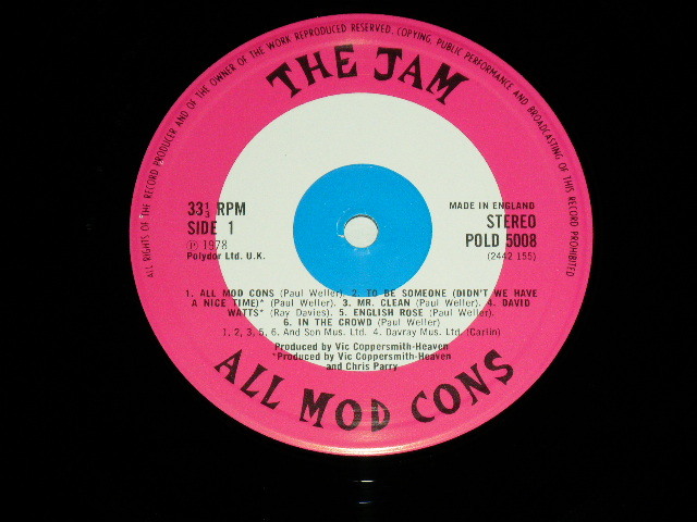 THE JAM - ALL MOD CONS ( Ex++/MINT- ) / 1978 UK ENGLAND ORIGINAL
