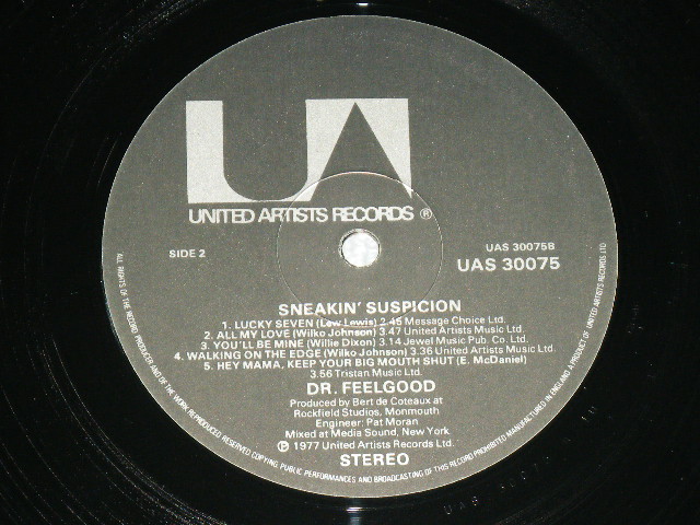 画像: DR.FEELGOOD - SNEAKIN' SUSPICION ( Ex/ MINT- ) /  1977 UK ENGLAND ORIGINAL Used LP 