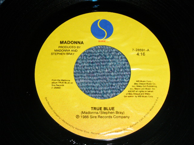 画像: MADONNA -  TRUE BLUE  (Ex++/Ex)  / 1984 US AMERICA ORIGINAL Used 7" Single with PICTURE SLEEVE  