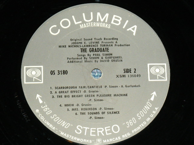 画像: ost SIMON & GARFUNKEL - THE GRADUATE ( Matrix Number XSM 136048 - 1F / XSM 136049-1G : Ex++/Ex++ ) / 1968 US AMERICA ORIGINAL "360 SOUND" Label STEREO Used LP