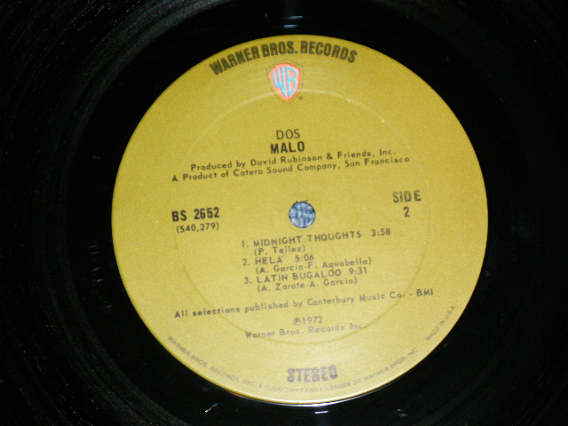 画像: MALO ( Latin Rock,with SANTANA's BROTHERS ) - DOS   ( Ex++/Ex+++ )  / 1972  US AMERICA  ORIGINAL "GREEN label with"WB" Logo on Top Label"  Used LP 