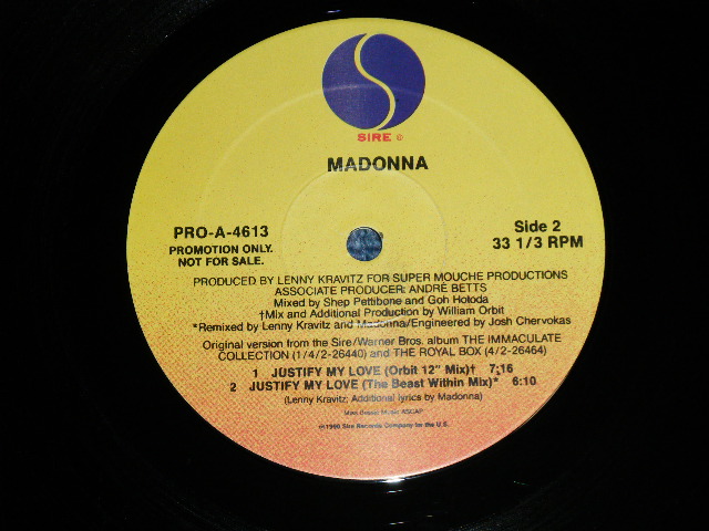 画像: MADONNA - JUSTIFY MY LOVE  JUSTIFYMYLOVE  'PROMO Only 12" ' ( Ex++/MINT- ) / 1990 US AMERICA ORIGINAL 'PROMO Only 12" ' Used  12"