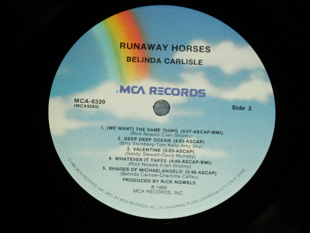 画像: BELINDA CARLISLE of GO-GO'S - RUNAWAY HORSES ( Ex+++/MINT- ) / 1989 US AMERICA ORIGINAL Used  LP